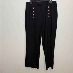Rachel Zoe Black Stretch Pants Gold Button Detail Size 14